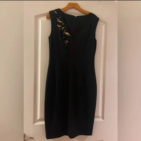 New with tag Cache Luxe Black Gold Bodycon Rayon blend cocktail Dress Size 8 - Picture 2 of 2